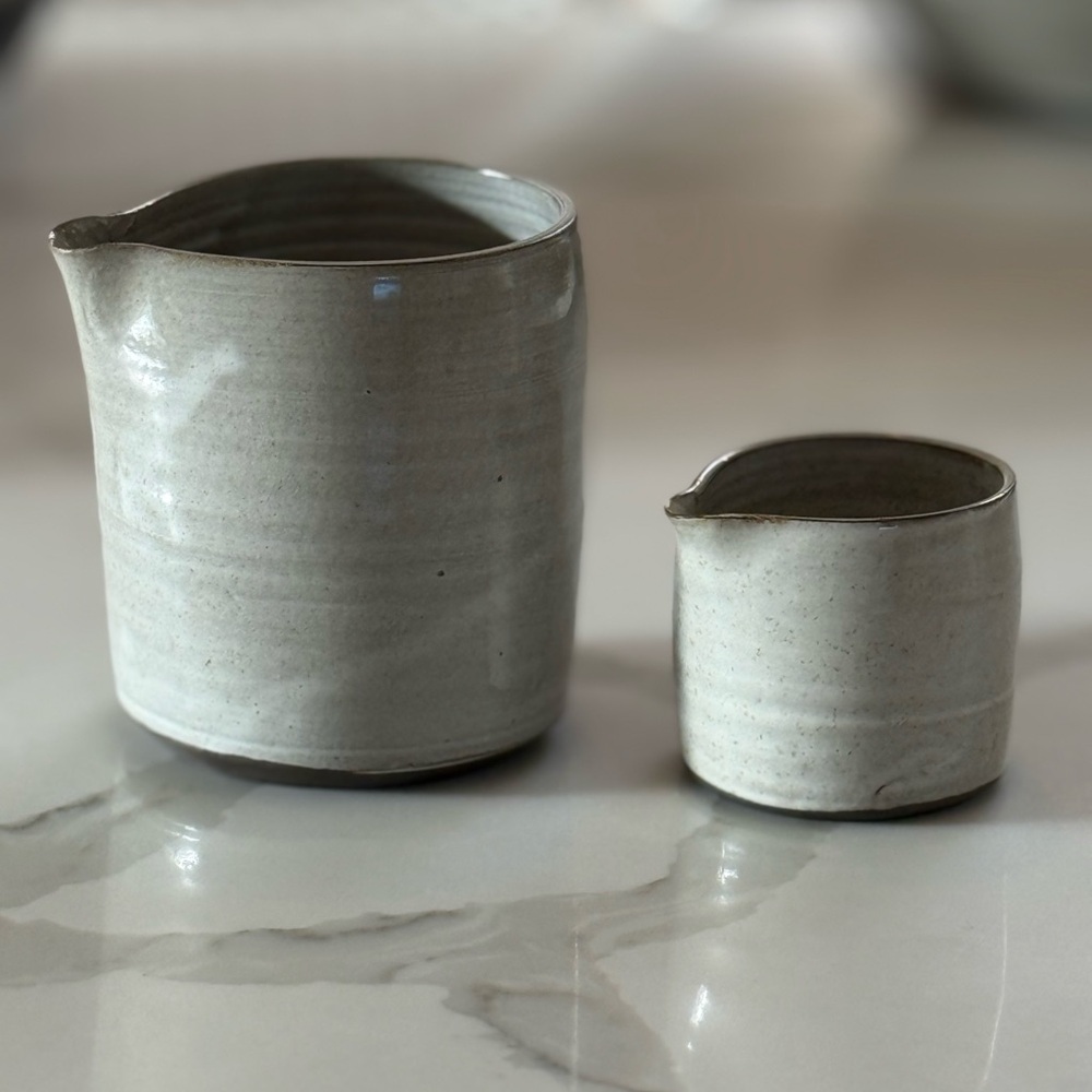 Modern Ceramic Pitcher and Cup Set in Gray